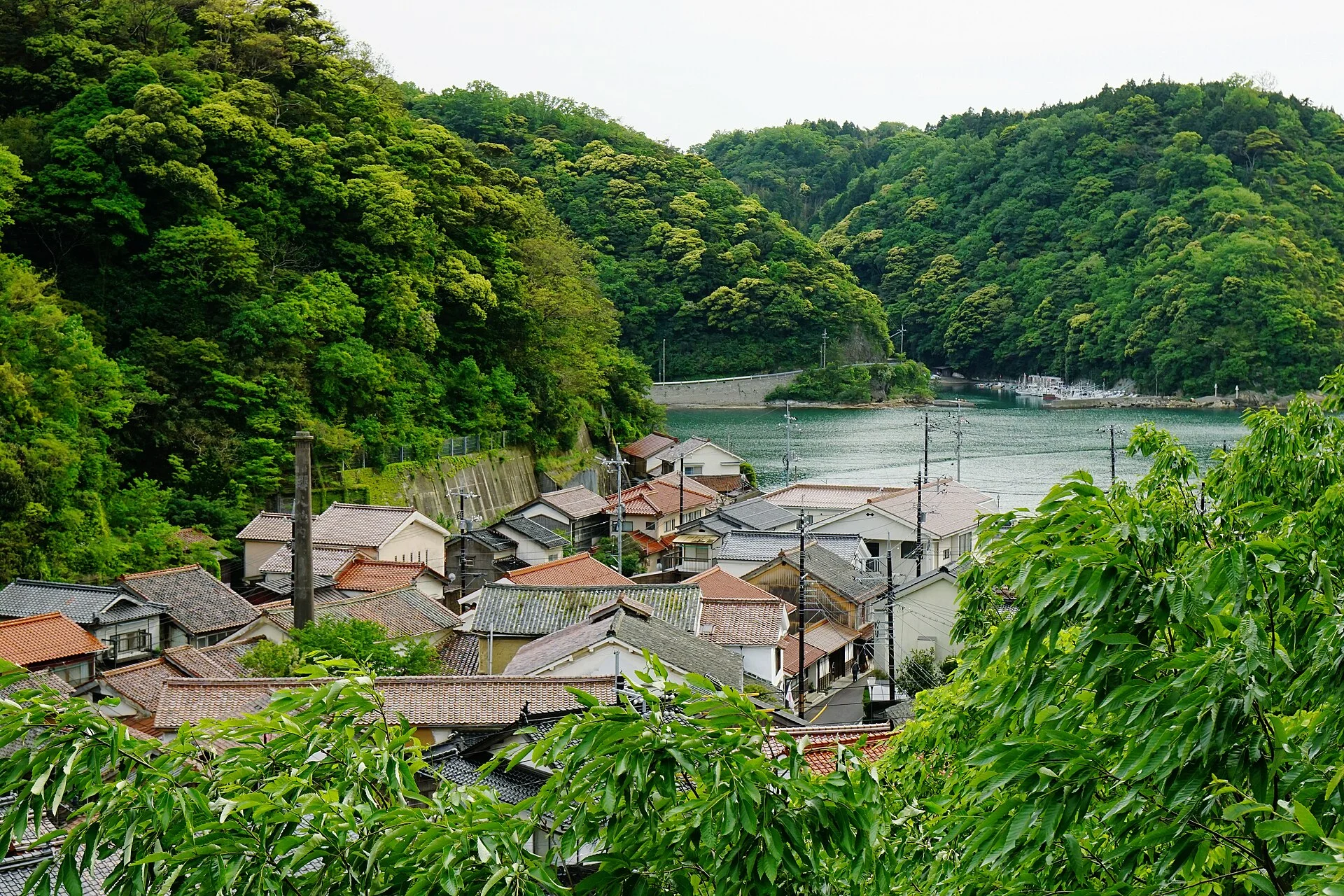 温泉津・港を見下ろす町の風景