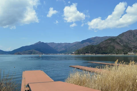 河口湖の湖畔（山梨県富士河口湖町）