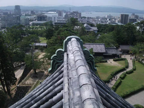 島根県松江市・松江城天守から望む宍道湖方面